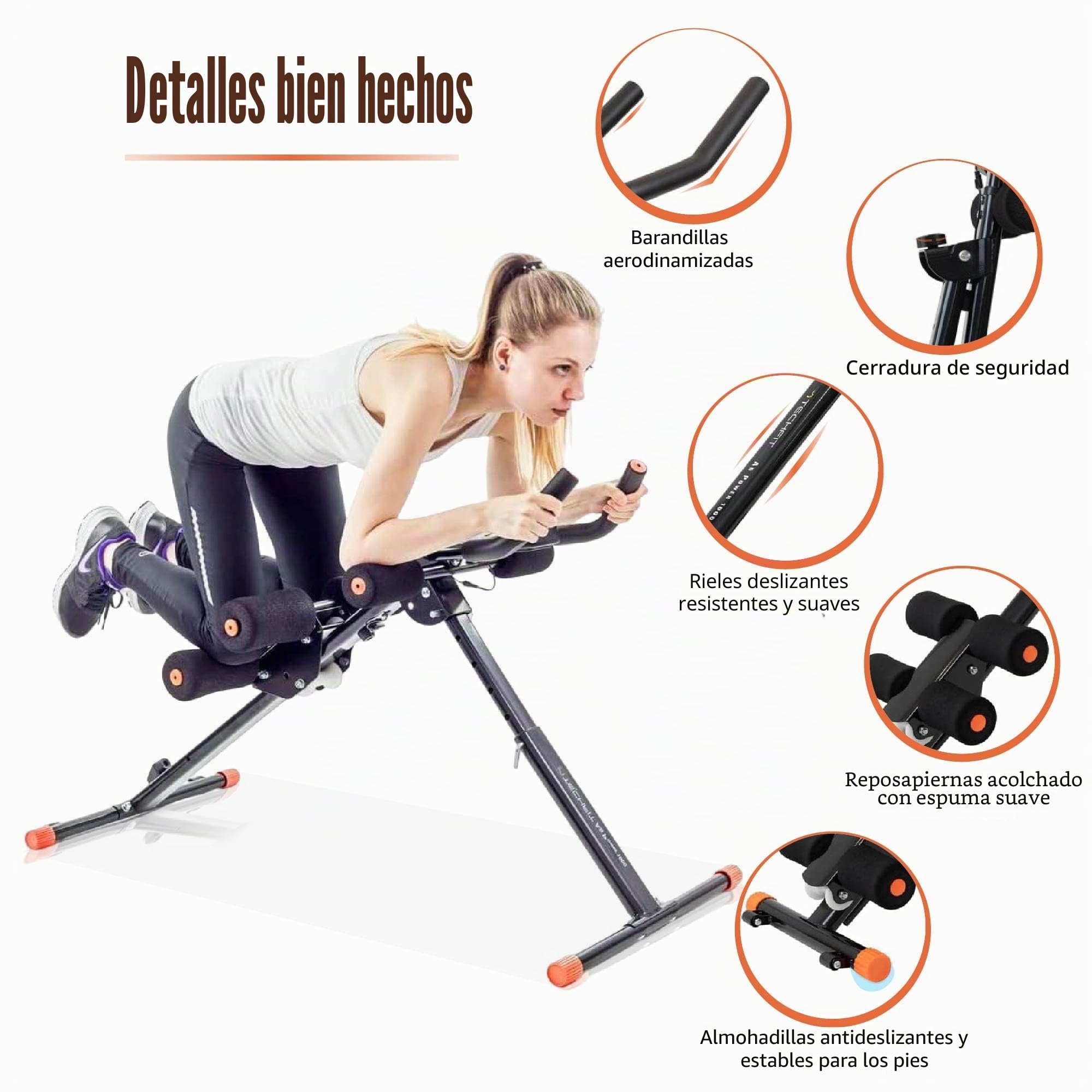 Dispositivo para Abdomen TechFit Plegable, Dispositivo de Modelador Abdomen Vertical 5 Minutos, Equipo de Fitness Vertical, Apoyo Firme para Abdomen, Dispositivo para la Talla, Plataforma de Resistencia