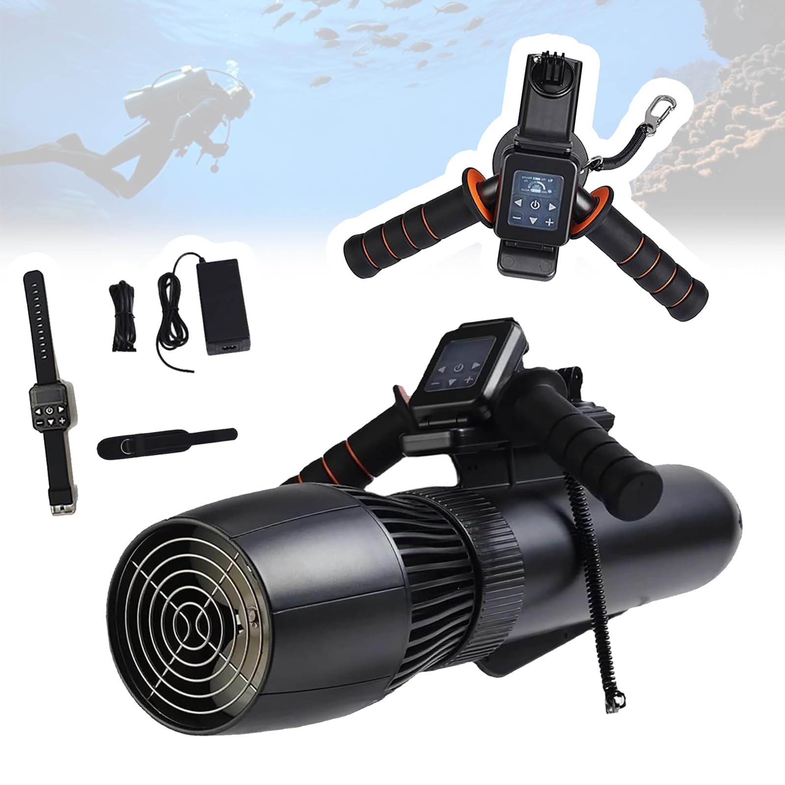 130 mins Brushless Underwater Thruster Set, 10000mAh Brushless Propeller Battery Remote Control Thruster, 500W RC Sup Motor, 10-Speed Switch, 40m Depth,10Km/h, for Kayak Fishing Boat Paddle Board.