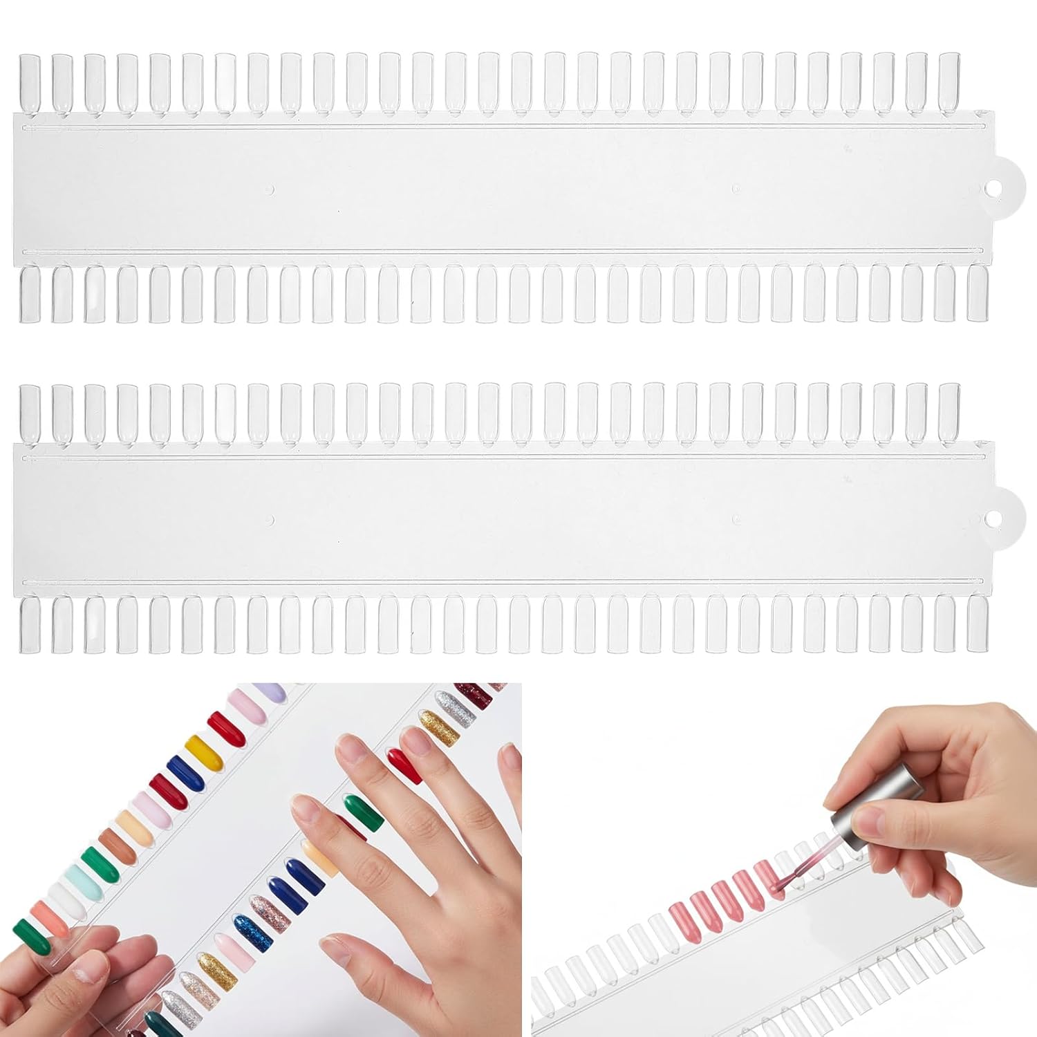 DOITOOL 120 Nail Display Board 14.56X3.93In Acrylic Double Layer Nail Polish Palette for Gel Polish Sample Display and Art Practice at Home or Salon