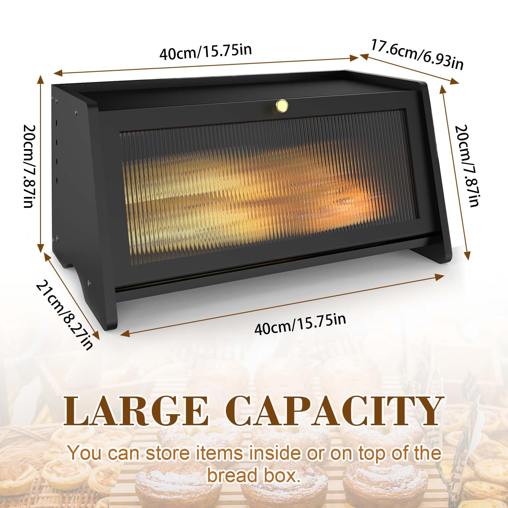 R S Trade Black Bread Bin - Image 2