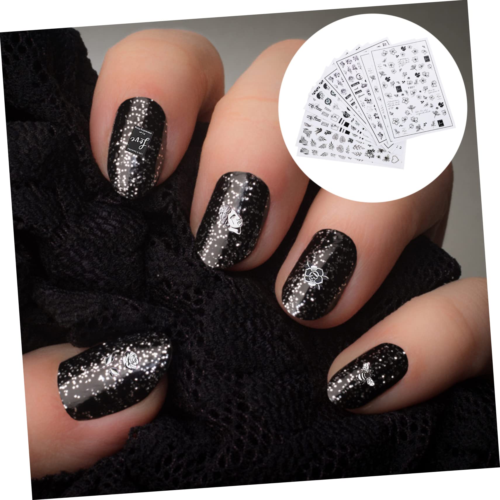 5 Set Adesivi Per Unghie Fiori E Decorazioni Manicure Autoadesive Per Nail Art Per Feste E Creatività Personale 10 Fogli*5