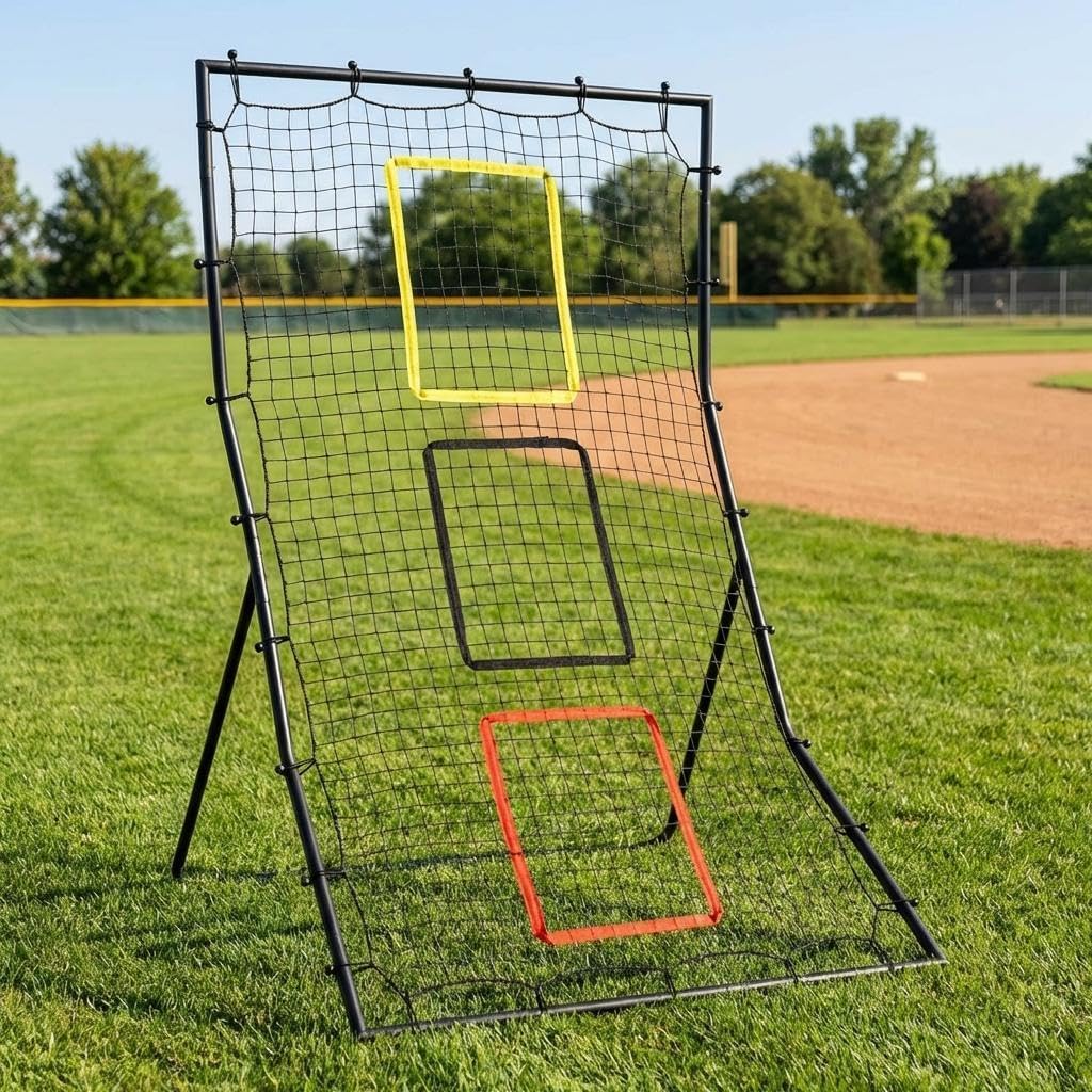 Garvee Back Net for Baseball & Softball - 6 x 4 ft Pitching and Fielding Rebounder with 3 Goal Zones