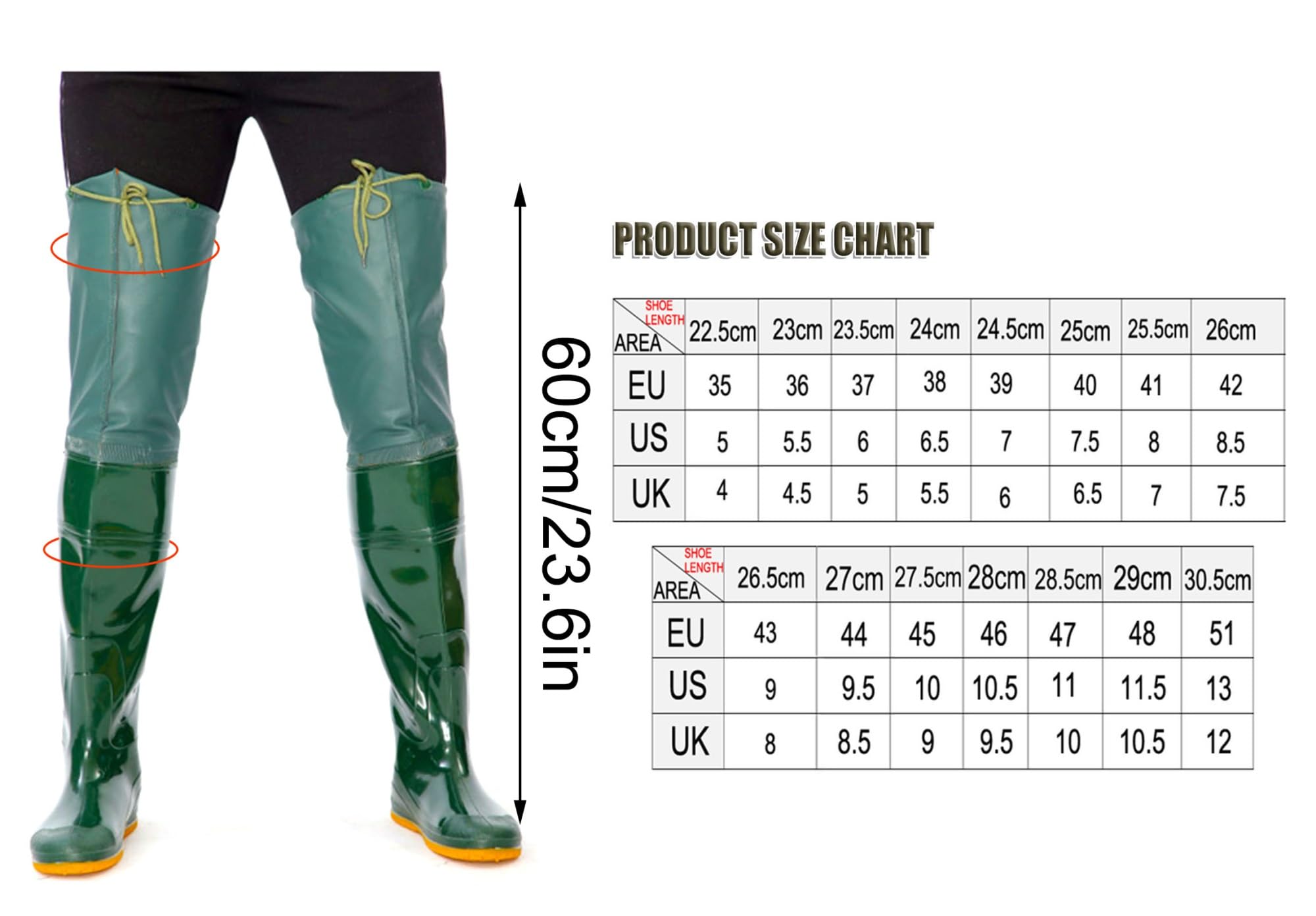 Stivali A Coscia Stivale da pesca in PVC impermeabile per trampoliere per anca all'aperto, piede impermeabile leggero con suola spessa(Size:43 EU)