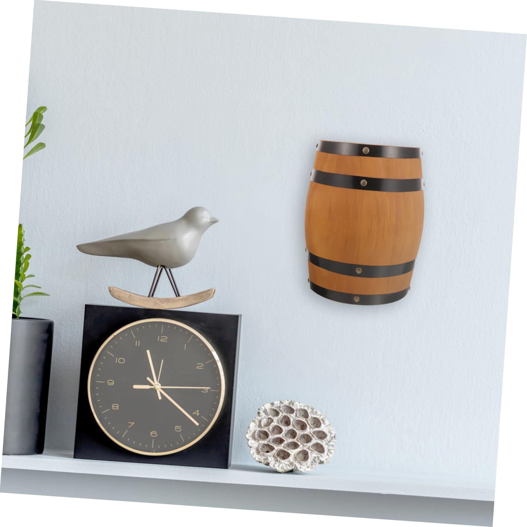 Amosfun Décoration Murale Rétro en Bois de Chêne, Demi-tonneau Unique pour Bar, Ornement Artistique Multifonctionnel et Décoratif pour Salon ou Cave à Vin