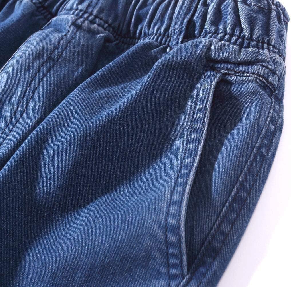 Ylingjun Mens Elastic Waist Jeans Casual Loose Fit Pull On Jeans Denim Pants - Image 5