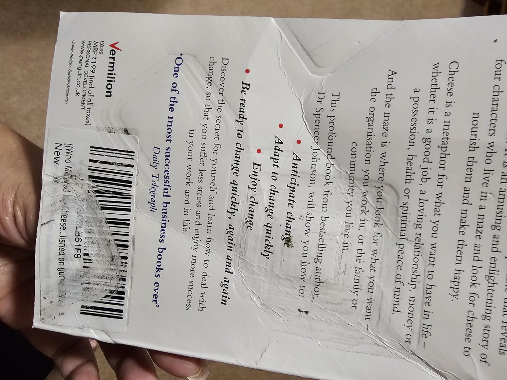 The book is a good read, but arrived in bad condition