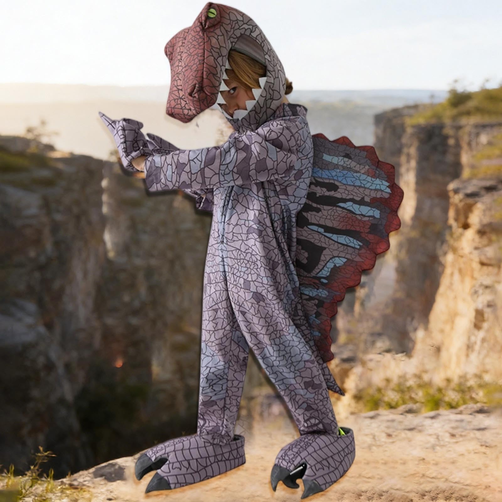 Generisch Costume da dinosauro 2026, in stile medievale, per cosplay e giochi di ruolo (viola, 3-5 anni)