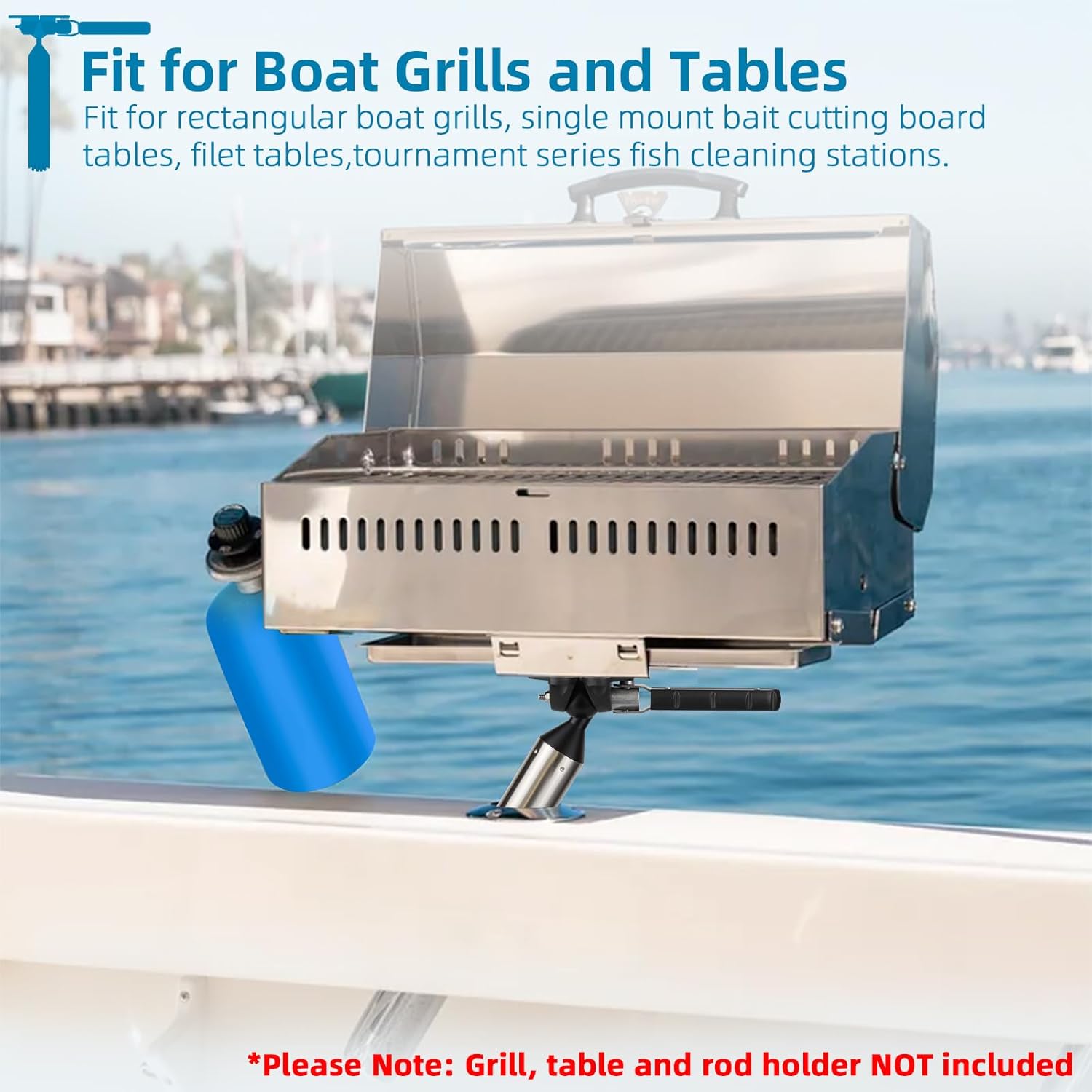 Grill Mount Rod Holder Mount for Boat Marine Rectangular Grills/Single Mounting Bait/Filet Tables/Boat Cutting Board, All-Angle Adjustable Level Table Mounting,for Fishing Boat BBQs Barbecue