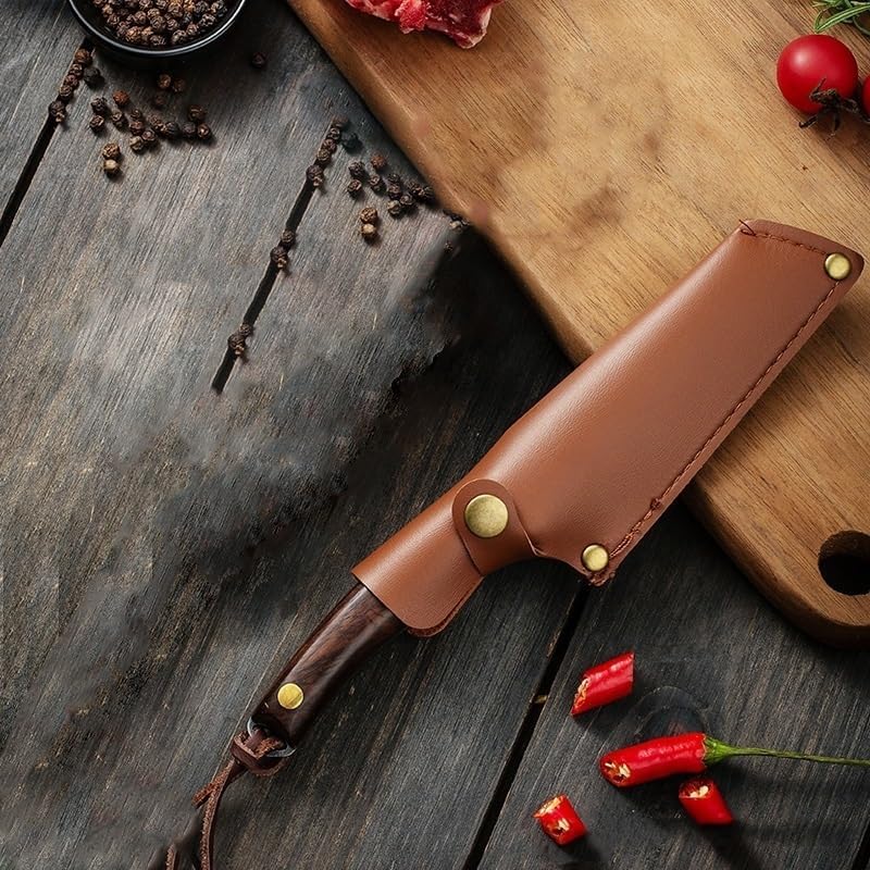 Meat Cleaver,Cleaver Knife Forged Boning Pocket Knife Sharp Wood Handle Straight Knife Handle Meat Knife Outdoor Pocket Knife With Sheath, LAMAJIGA5844