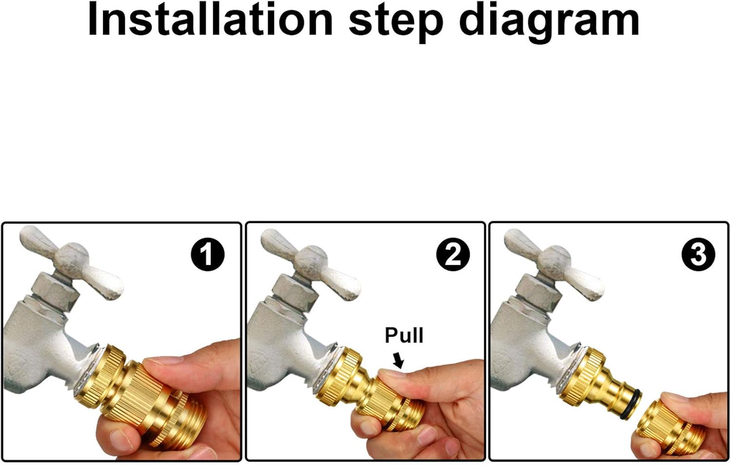 2 Sets 3/4 Inch Brass Garden Hose Connector Female Male Quick Connector