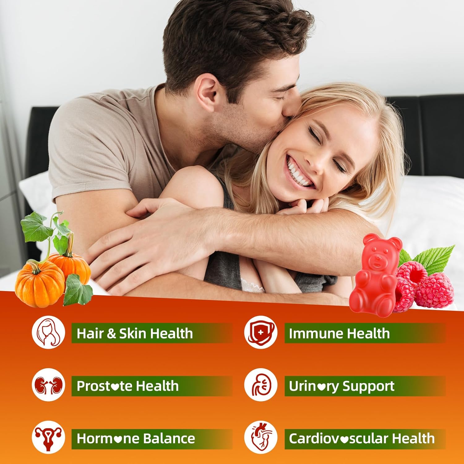 softbear Pumpkin Seed Oil Gummies, Organic Pumpkin Seed Oil Supplement with Saw Palmetto for Hair Growth & Skin Health, Cold Pressed/Suagr-Free, Raspberry Flavor 60 Count - Image 4