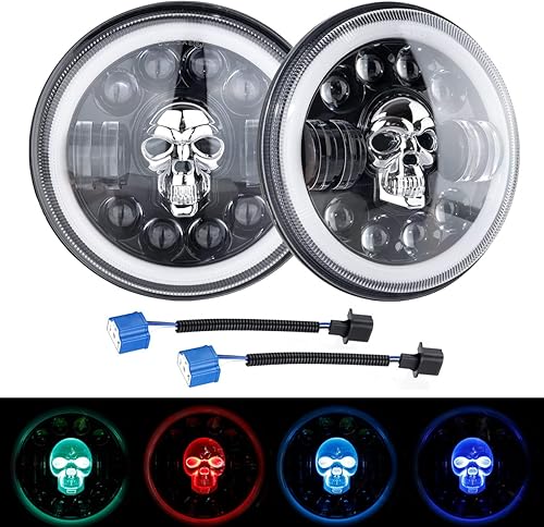 Faro delantero LED de calavera de 7 pulgadas con DRL luz altabaja, faros redondos para Jeep JK JKU TJ LJ Niva Chevy Offroad Ford GMC Dodge Mazda12V