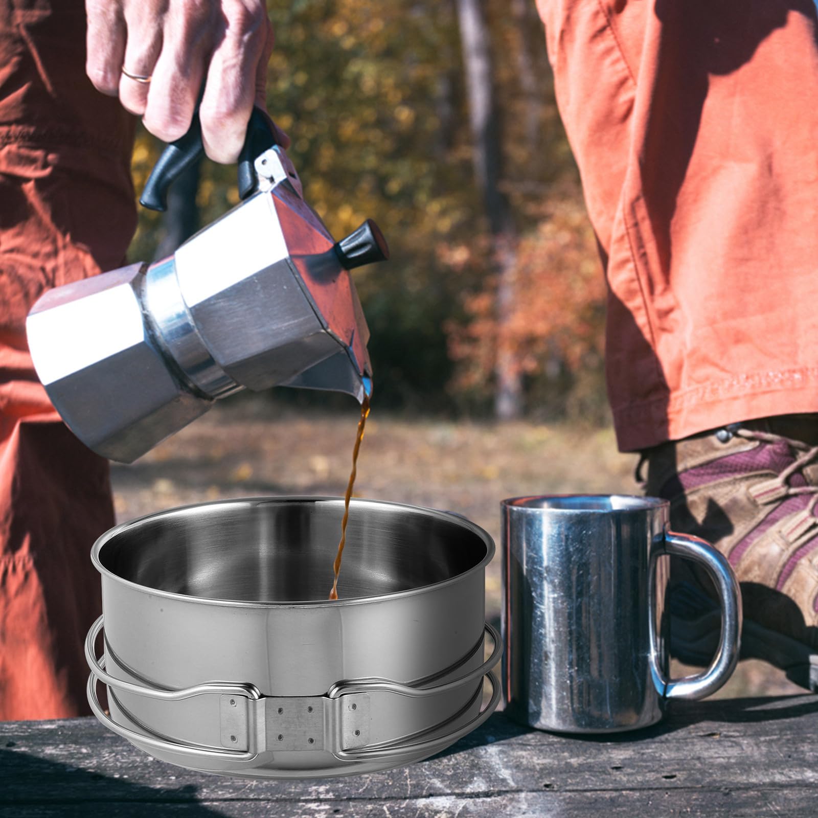 Camping Topf und Pfannenset aus Edelstahl 4 Stück für Outdoor