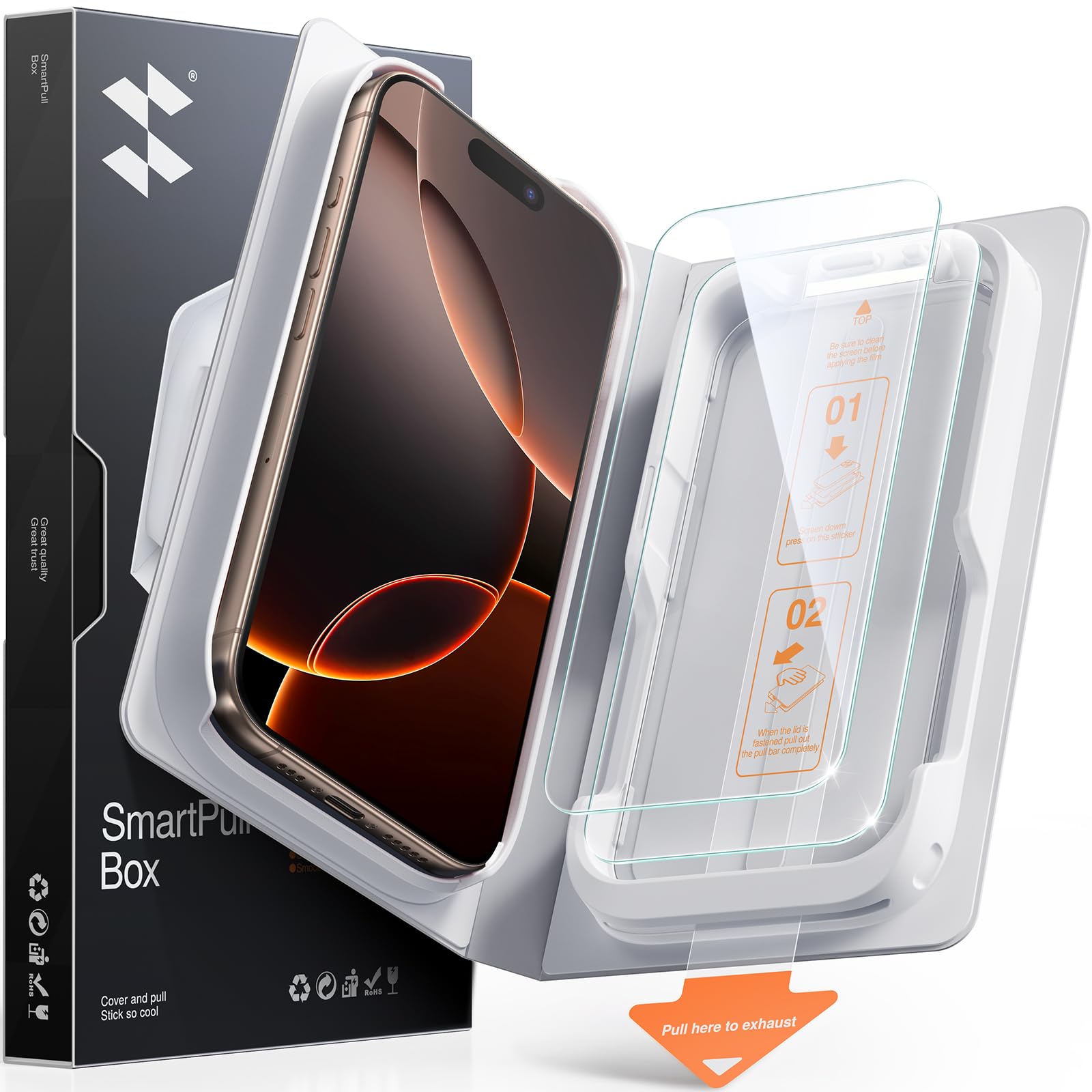 SMARTDEVIL 2 Pack Tempered Glass for iPhone 16 Pro Screen Protector