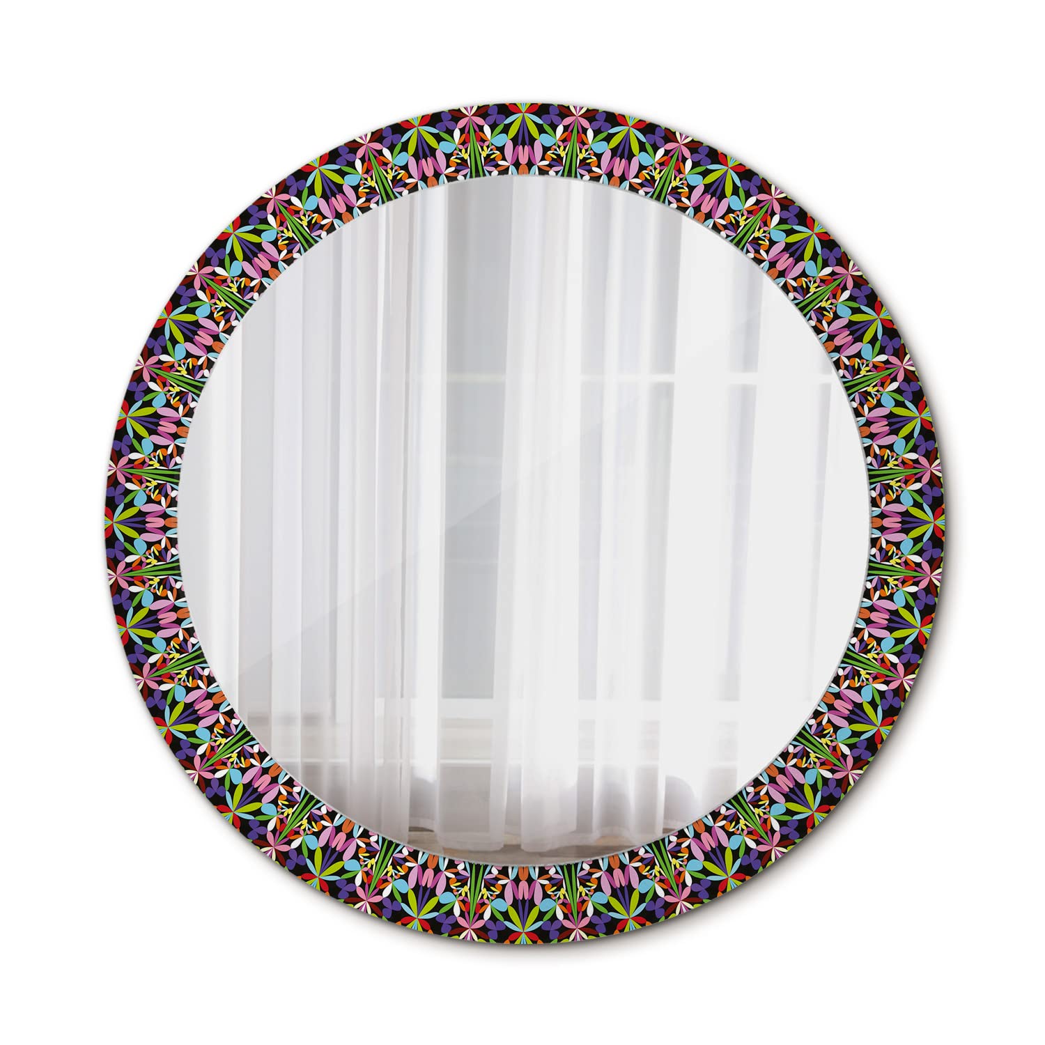 Miroir salle de bains rond 80cm verre imprimé pour maquillage femme