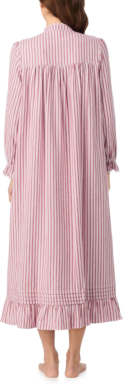 Eileen West Womens Sleepwear & Loungewear - Brushed Flannel Collection - 100% Cotton Highneck Long Sleeve 50" Nightgown - Image 4