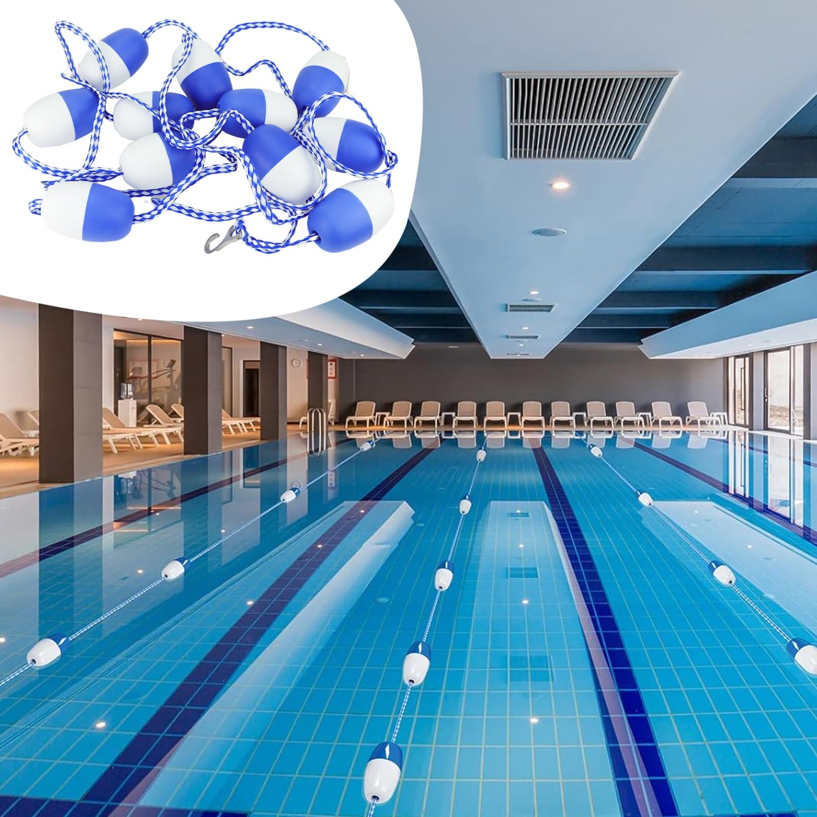 Valla segura para piscina, 10 m, resistentes a los rayos UV, con 2 Hoo, ideal para marcar carriles de natación y zonas peligrosas separadas