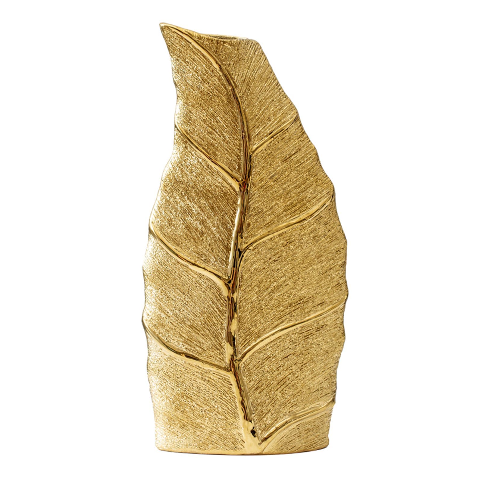 NEWFT Luxury Golden Leaves Shape European Ceramic Vases Flower Arrangement Pots for Sophisticated Home Centerpieces Decoration Ceramic Decorative Vases