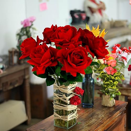 Miniatura 104 de Eyamumo Flores falsas, rosas artificiales de seda sintética al tacto real para decoración de bricolaje, fiesta de boda, decoración de oficina