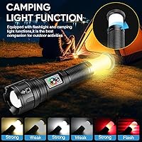 Vista 4 de Linterna LED súper brillante de 3000 lm con luz COB, linterna de mano recargable, múltiples modos, impermeable IP65, carga USB-C, perfecta