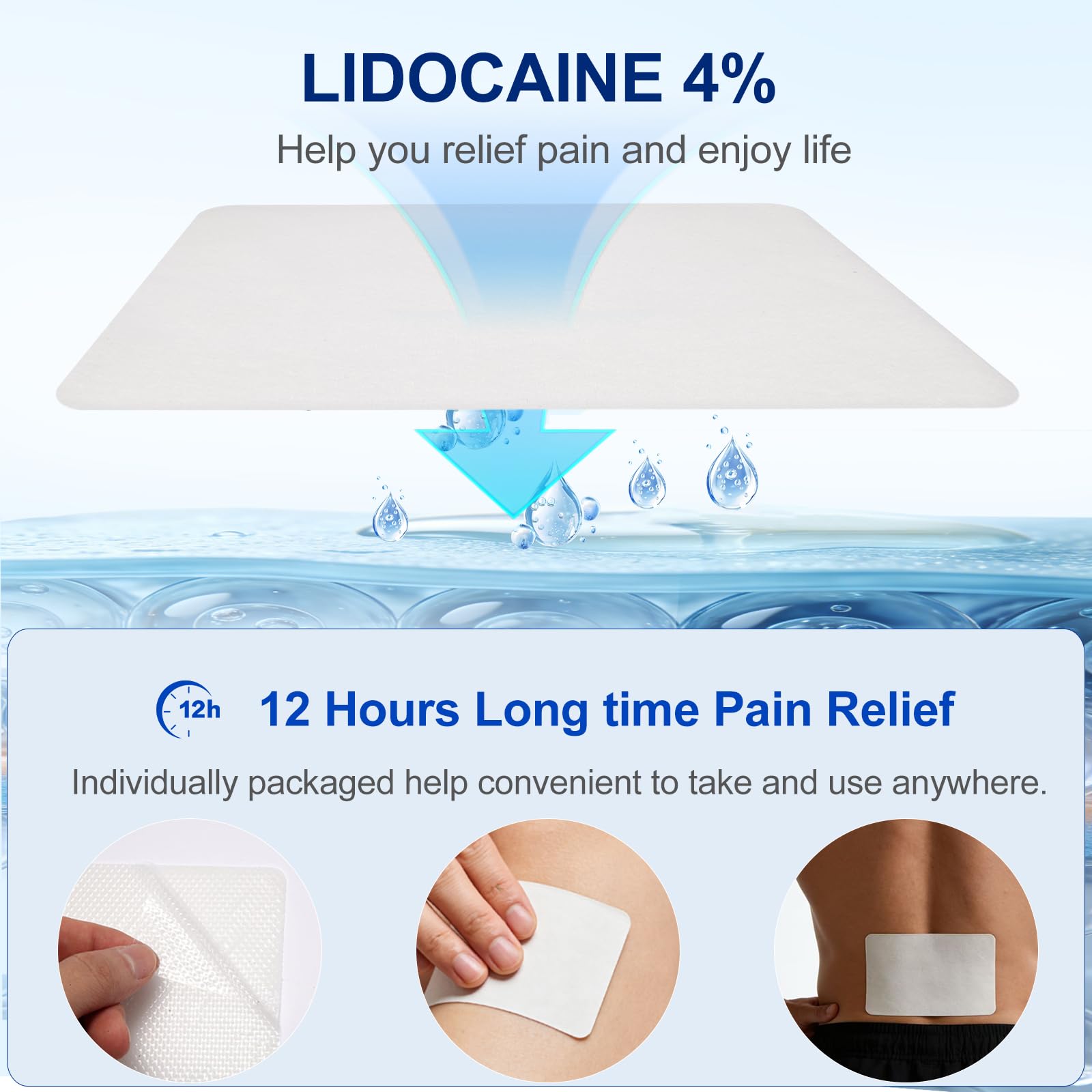 4% Lidocaine Pain Relief Gel Patches,Maximum Strength Topical Analgesic — Amazon image 2