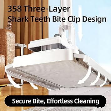 Hands Free Multi Purpose Flat Mop - Lazy Cleaning & Face Towel, Hands Free Flat Mop, Zero Touch Mini Grip Mops, Self-Locking Flats Compatible with Any Cloth, for Walls, Floors, Ceilings (43.31in)