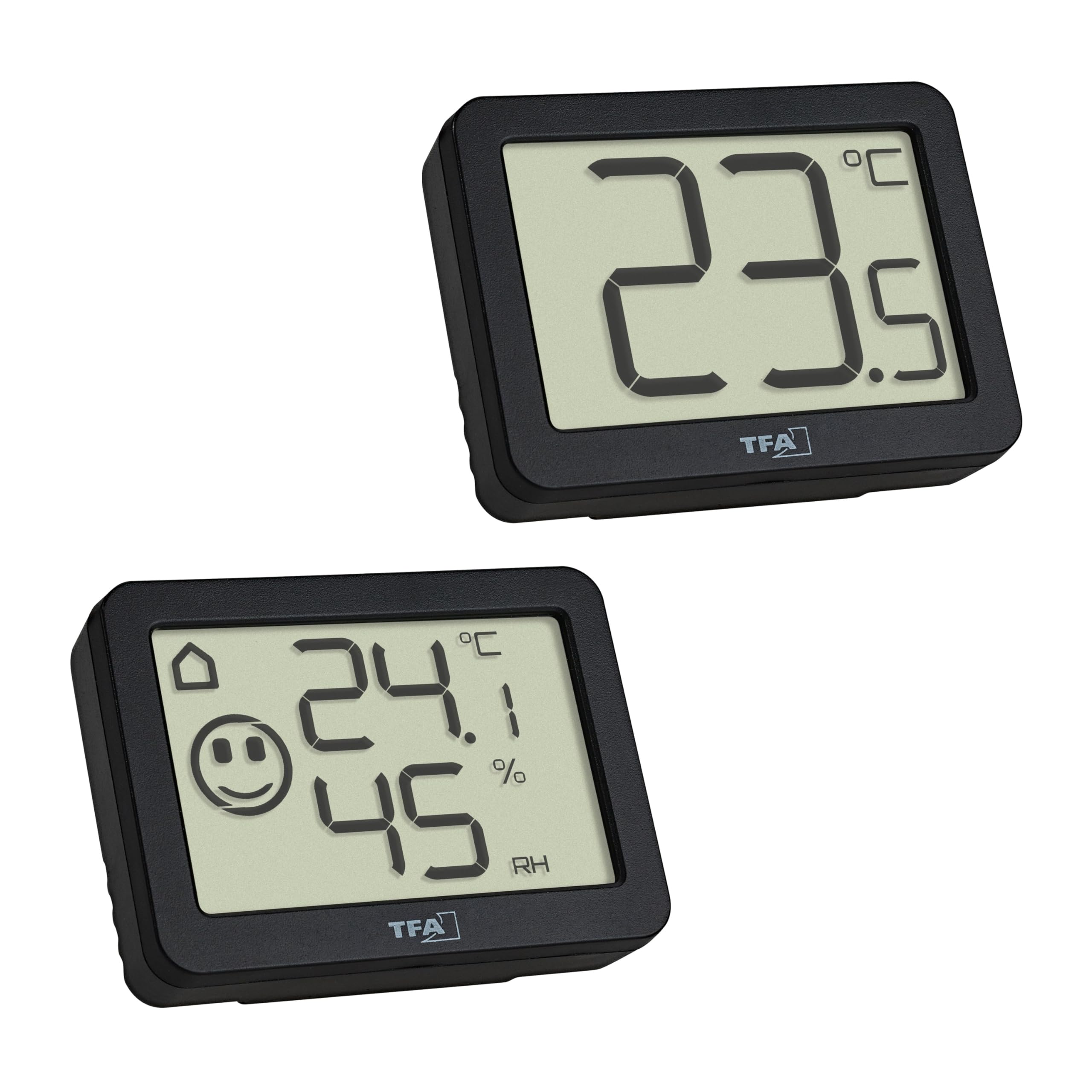 TFA Dostmann Mini Thermomètre & Thermo-Hygromètre Set 2 pièces 95.2020.01 noir