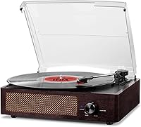 cotsoco Vintage Bluetooth Vinyl Record Player Turntable with Built-in Stereo Speakers, 3-Speed Portable Retro Player 33/45/78 RPM