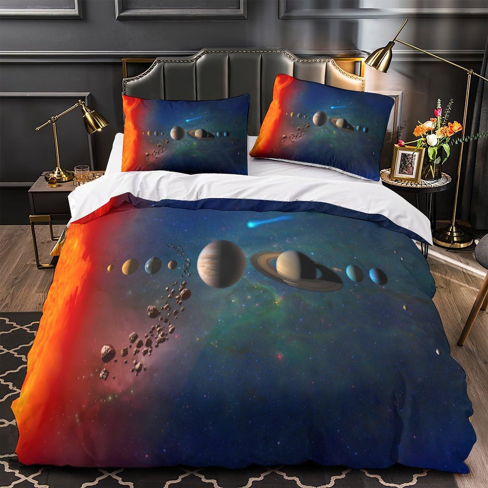 Linge de lit léger space illustration pour chambre d'enfant