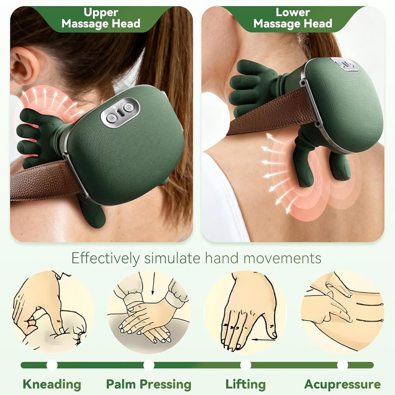 Massaggiatore Shiatsu senza fili con calore per alleviare il dolore al collo, alle spalle e alla schiena