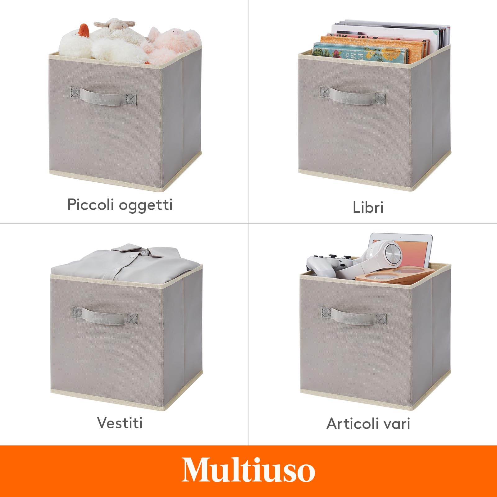 Lifewit Set di 10 Cubi Portaoggetti Pieghevoli, Cesti Portaoggetti in Tessuto, Scatole Portaoggetti con Manici, Scatole per Armadio, Vestiti, Giocattoli, 26,5 x 26,5 x 28 cm, 18 L, Grigio chiaro