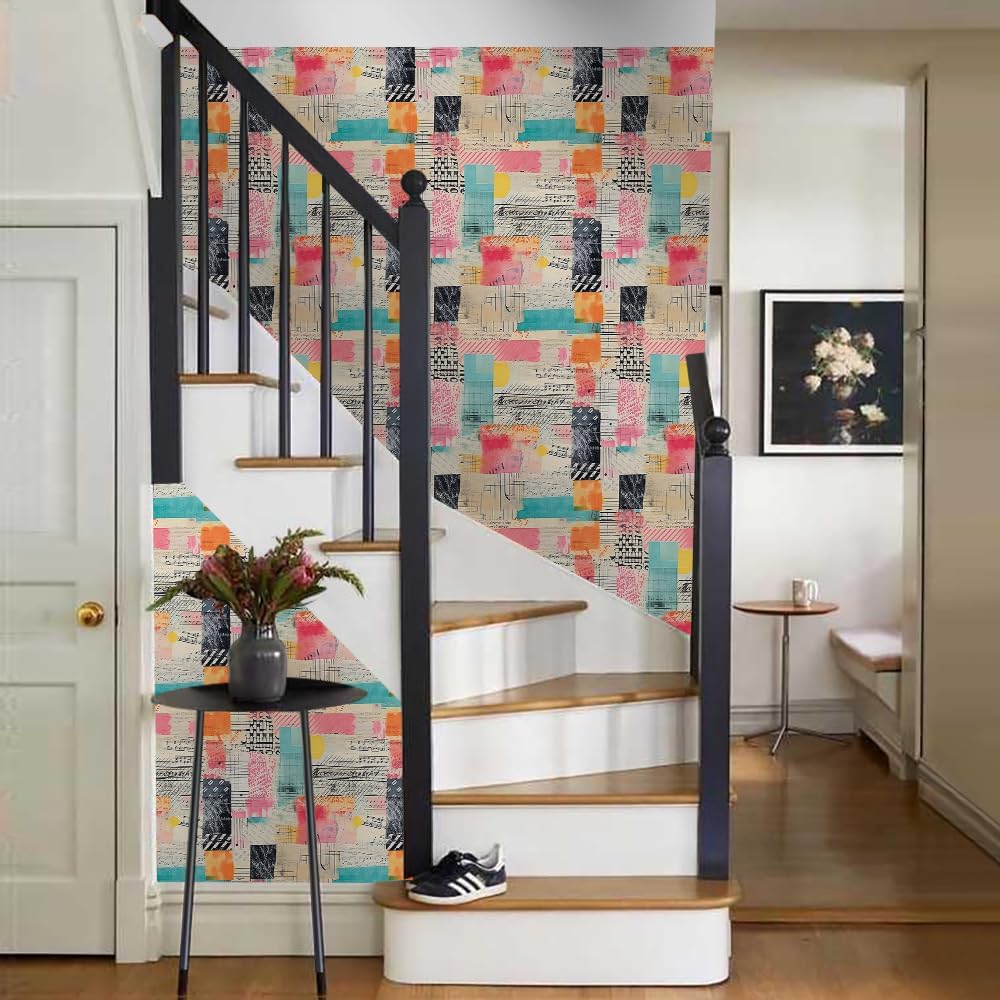 18"x236" Old Vintage Newspaper Art Painting Peel and Stick Self Adhesive Wallpaper Removable Contact Paper Stick on Easy Peel Off Wall Paper for Kitchen Bedroom Bathroom Renter