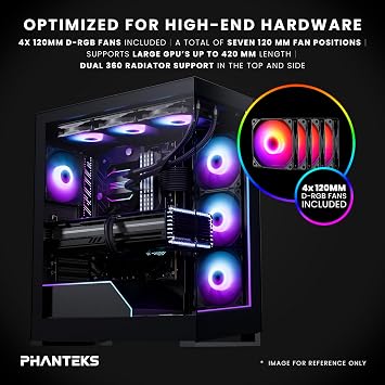 Phanteks NV5S Showcase Mid-Tower ATX PC Case, 4 M25-120 ARGB Fans, High-Airflow Gaming Chassis with Seamless Tempered Glass, Integrated ARGB Lighting, Type-C Gen2, Black