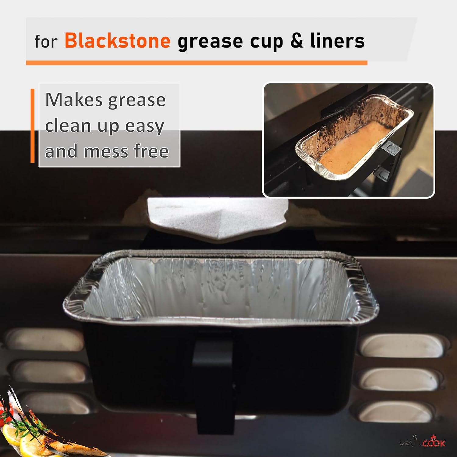Rear Grease Catcher with 20-Pack Disposable Grease Cup Liners for Blackstone Griddle,for Blackstone Flat Top Grill Rear Grease Cup/Drip Pan Liners Accessoriess