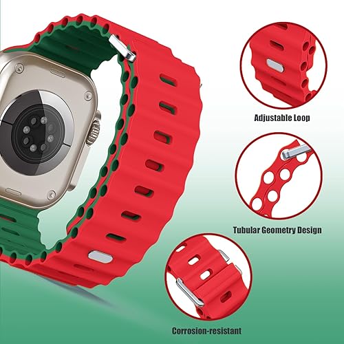 Miniatura 37 de Compatible with Apple Watch Ocean Bands 38mm 40mm 41mm 42mm 44mm 45mm 46mm 49mm Soft Silicone Wristbands Replacement Strap for iWatch Ultra 2 Ultra