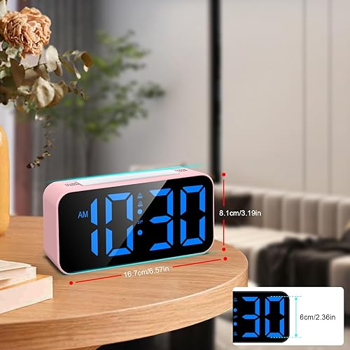 Miniatura 34 de Relojes despertadores ruidosos para dormitorios que duermen pesados, reloj digital de noche con luz nocturna, pantalla grande, alarma doble, RGB