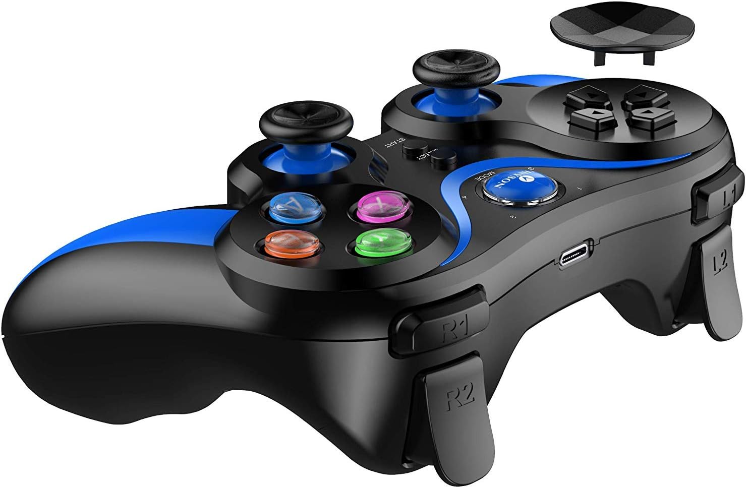 Mobile Controller for The Most Games, Mobile Gamepad Wireless Game Controller Joystick for Android/iOS, Key Mapping, Shooting Fighting Racing Game-NO Supporting iOS 13.4 or abover (Blue-Black) : Video Games