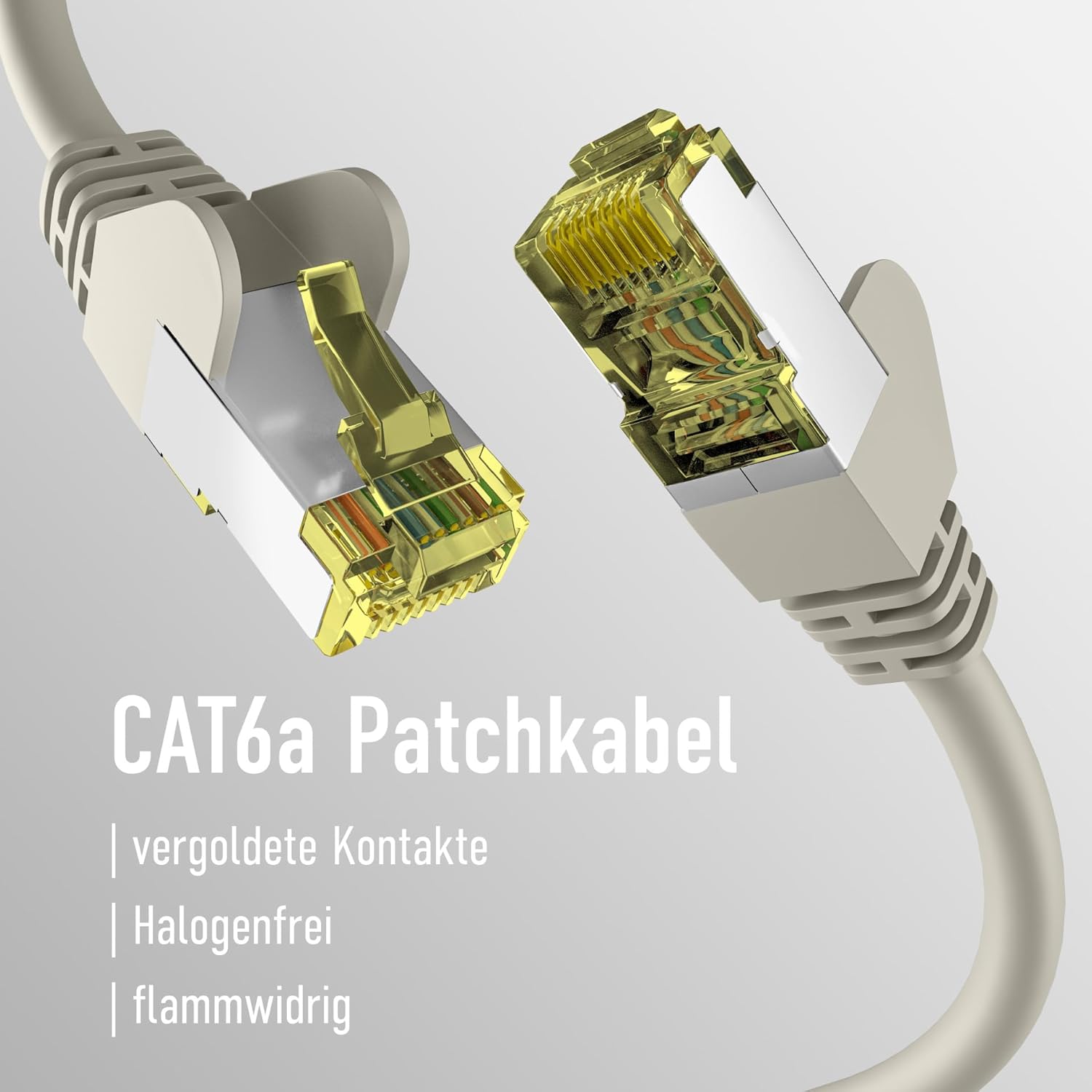 CAT. 6a network cable up to 10 Gbit - 3m LAN cable Ethernet cable patch cable with jack/kink protection - RJ45 connection, S/FTP PIMF shielding - grey