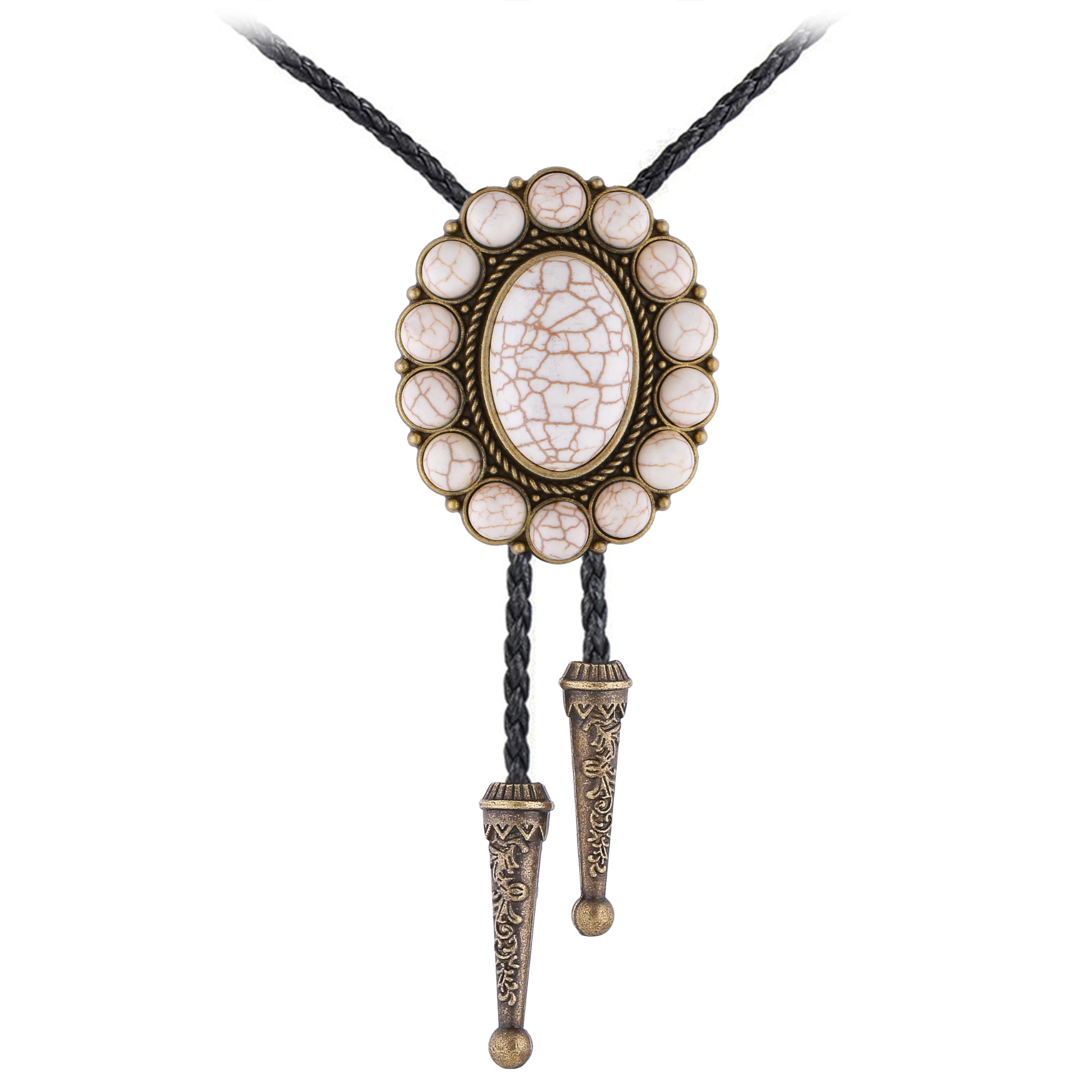 GelConnie Bolo Tie for Men Women Western Cowboy Turquoise Leather Necktie