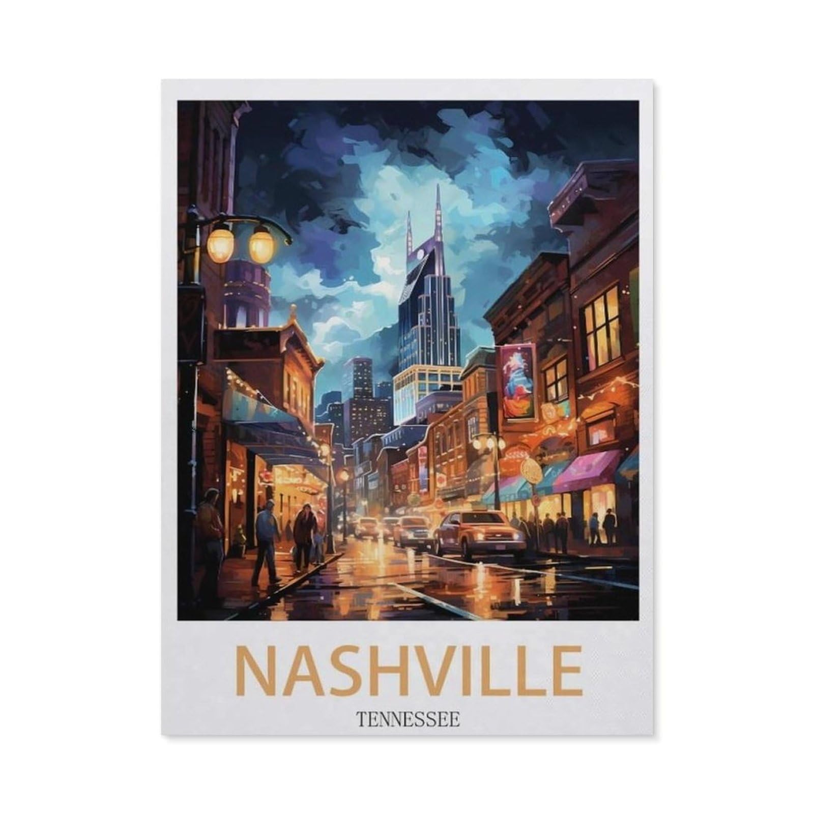 Nashville Tennessee，Tin Sign Vintage Retro Metal Wall Decor Decoration Art for Home Garden Kitchen Bar Pub Living Room Office Garage Poster Plaque(15x30cm）6x12 inch-EC56