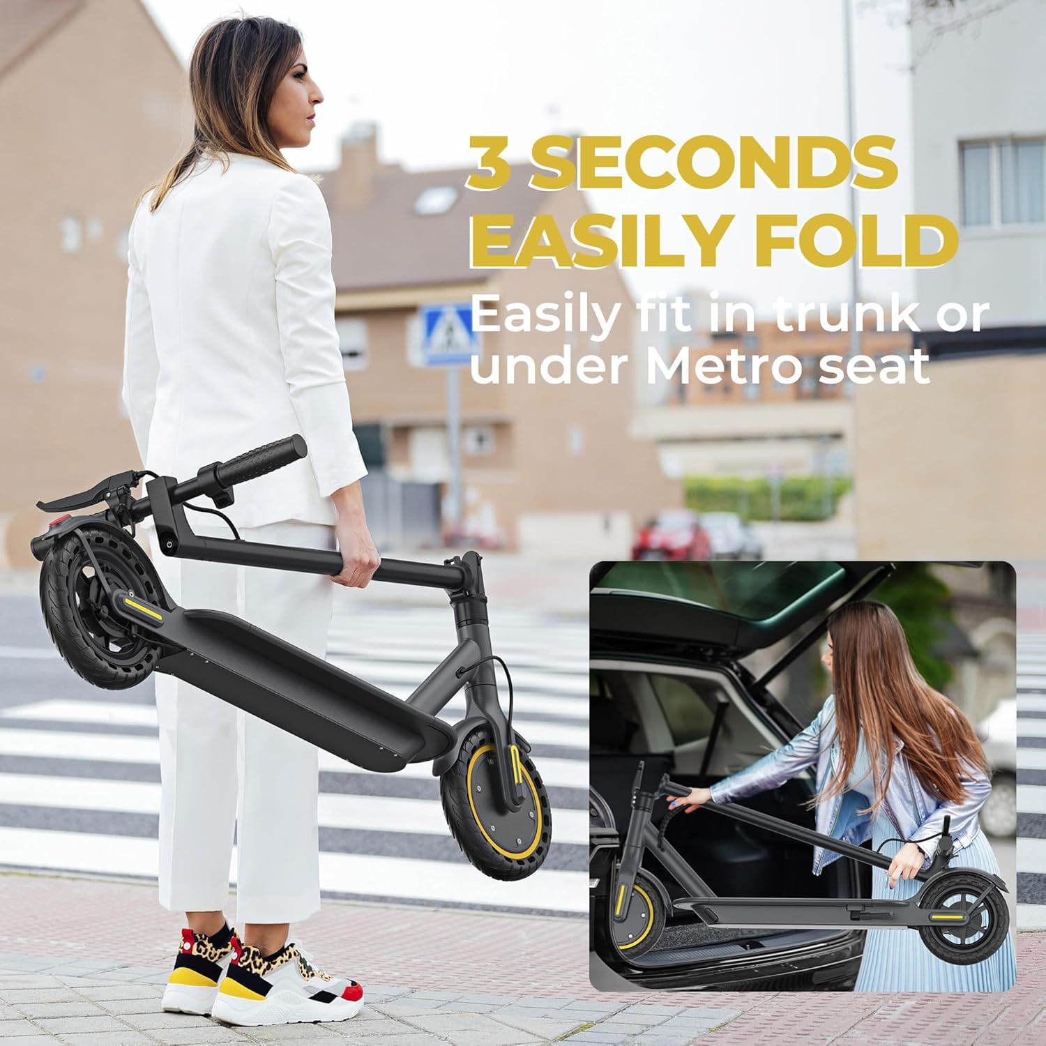 Monopattino Elettrico Adulto, Velocità Fino a 25 Km/h, 25/35Km di Autonomia, 8.5" Pneumatici Solidi, Carico massimo 120 kg, Doppia frenata