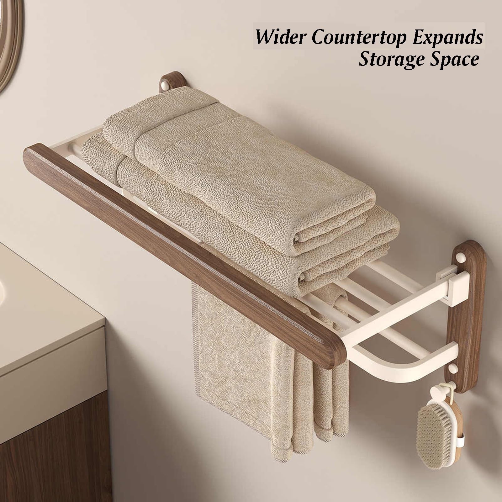 Portasciugamani da parete, sopra il WC, con barra portasciugamani, in alluminio, pieghevole e salvaspazio, per balcone e lavanderia (L-50 cm)