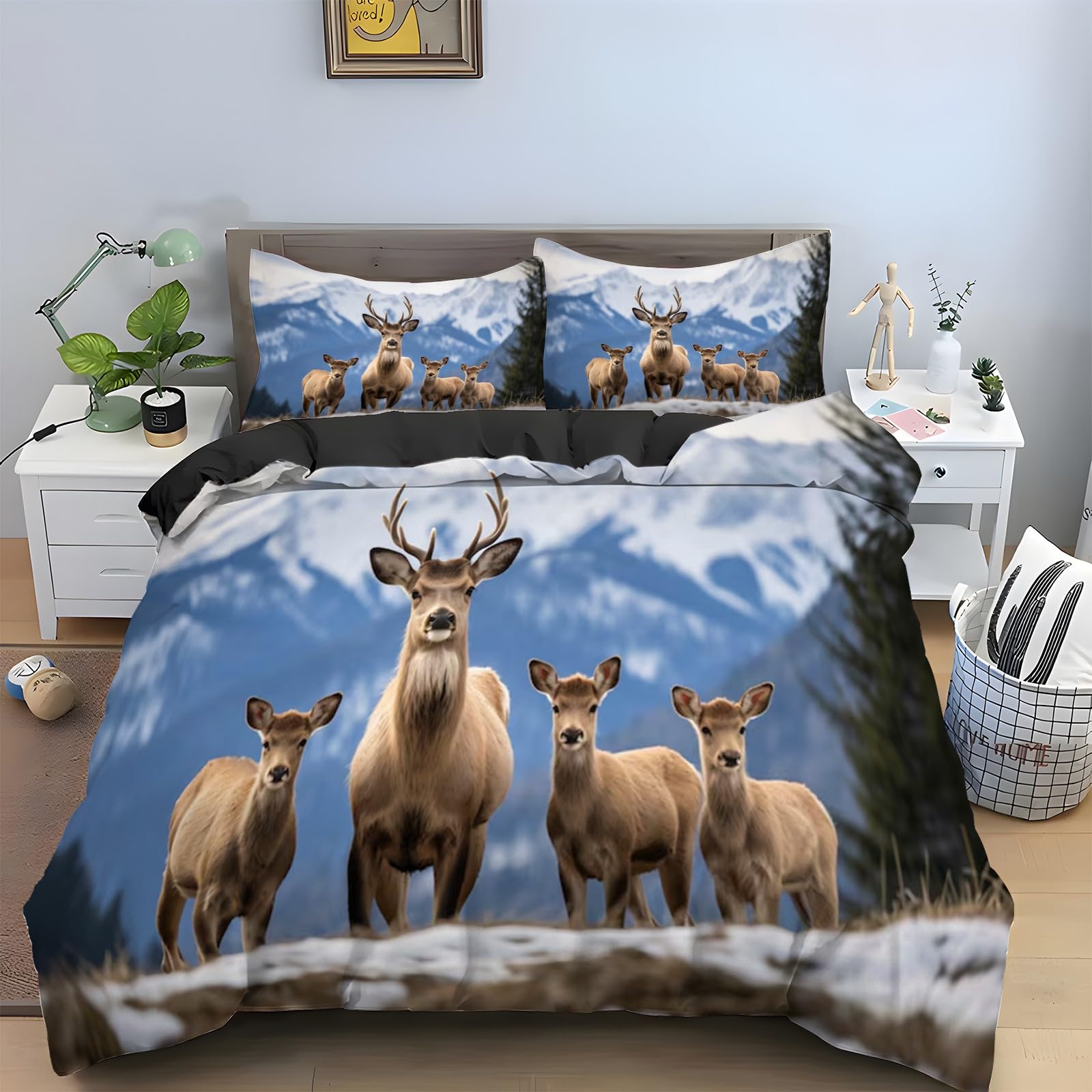 Housse de couette cerf élaphe en microfibre douce et facile d'entretien