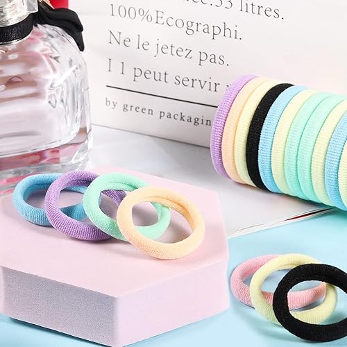 Vista 22 de Juego de 200 ligas para el cabello multicolor sin costuras para niñas, pulseras de telar para niños pequeños, kit de bricolaje