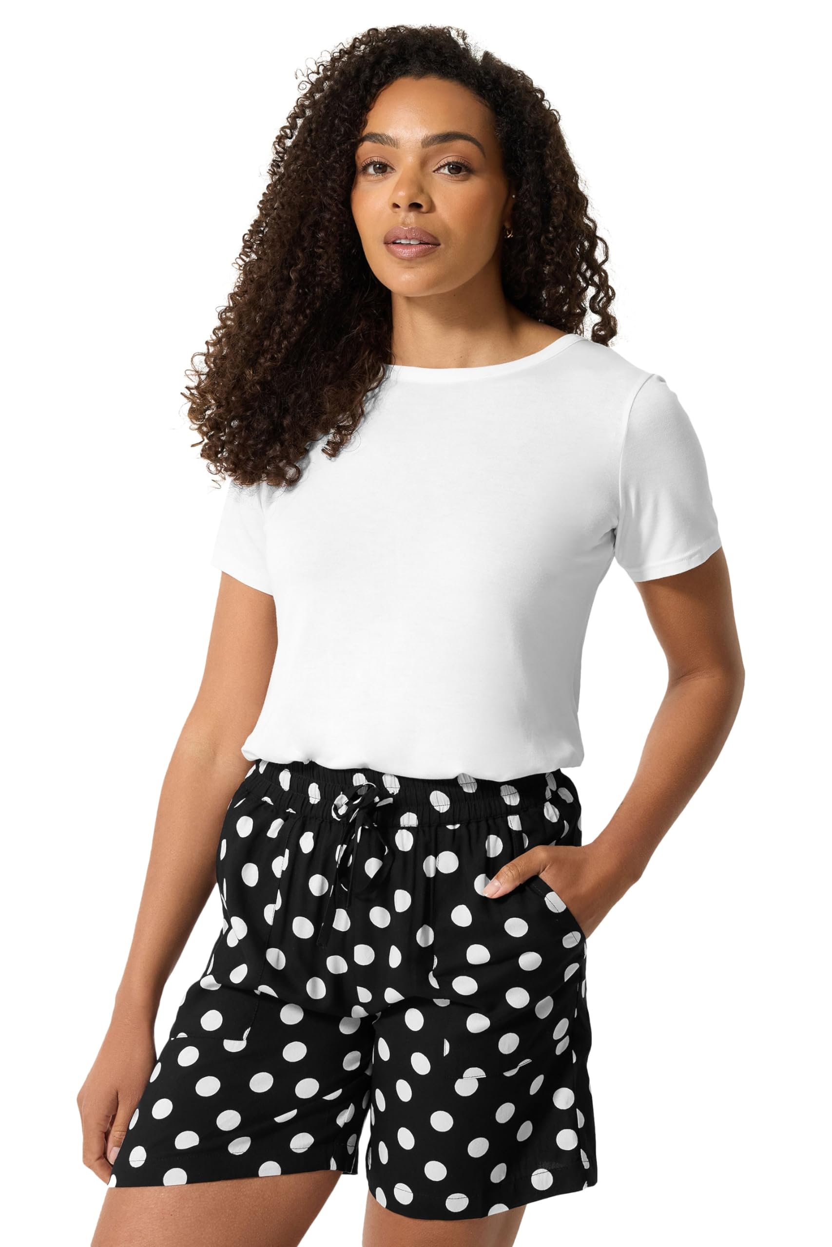 M&Co Women's Black Polka Dot Shorts In | Size: 14