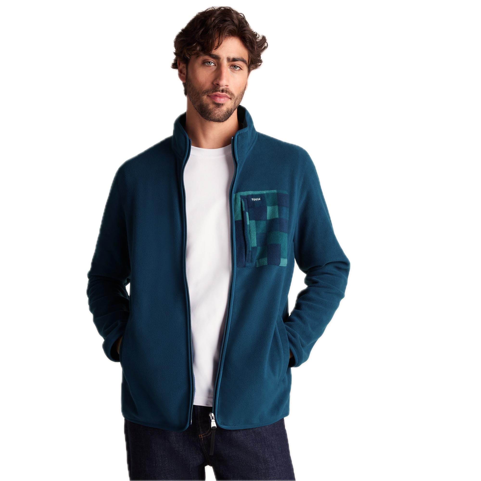 TOG24 Miles Mens Fleece Jacket, Lightweight, Warm, Full Zip Fleece, with Abstract Print, Chest Pocket, Casual Fleece