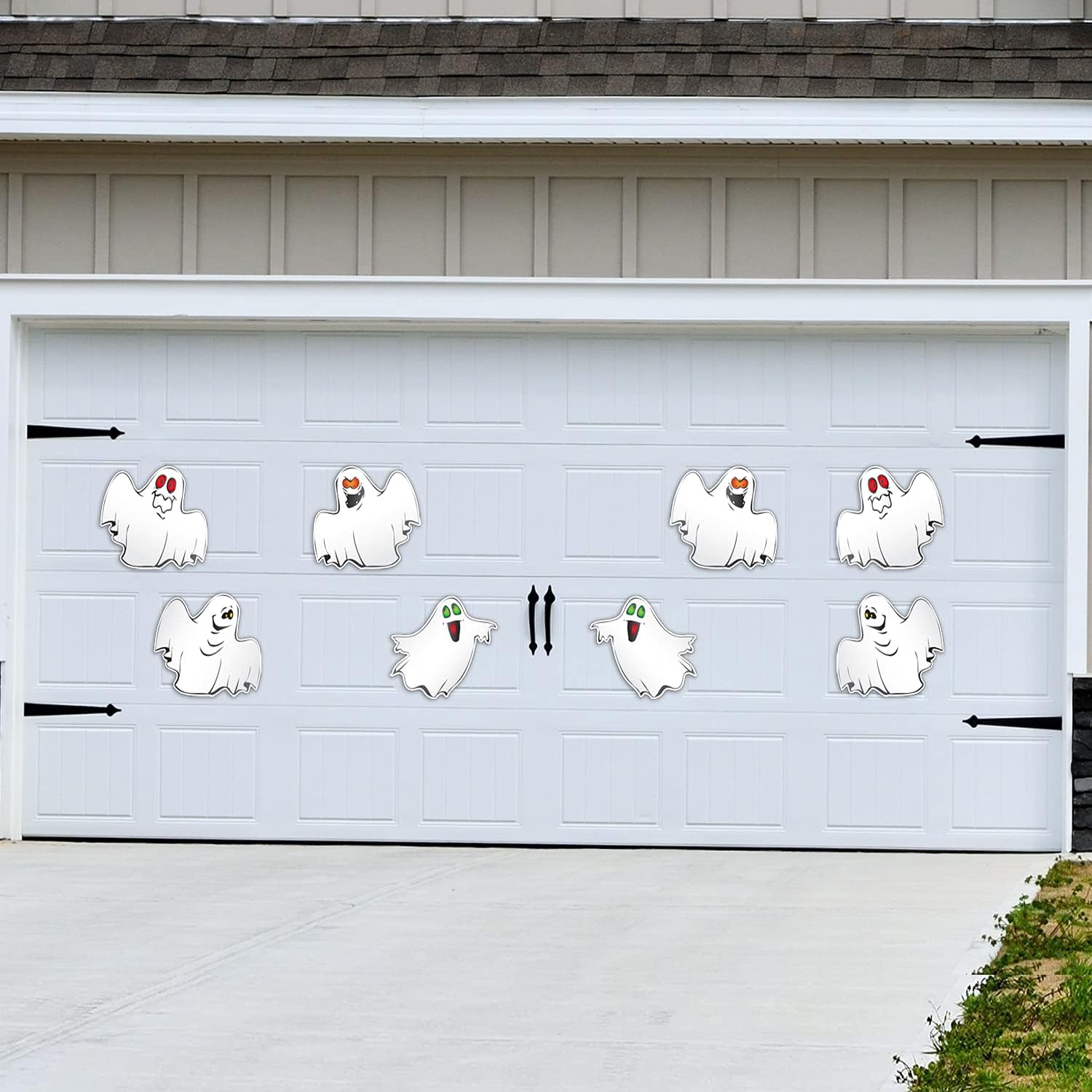 VictoryStore Large Garage Door Decorations: 8 Piece Halloween Ghost Magnets 12x10 Inches Indoor or Outdoor Halloween Magnets, 19579