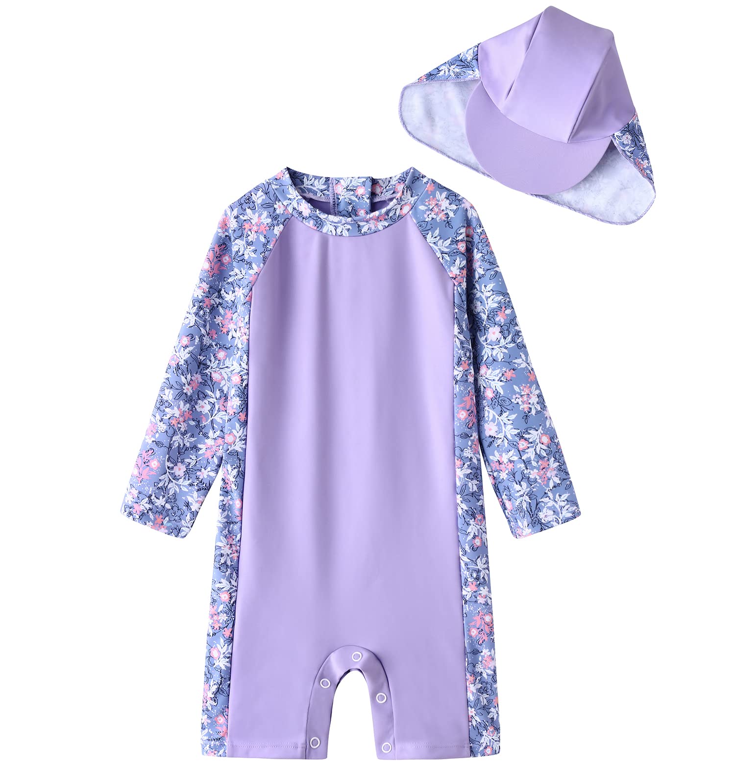 UMELOKBaby Girls Swimwear Sets One Piece Rash Guard Swimsuit with Sun Hat UPF50+ Sun Protection