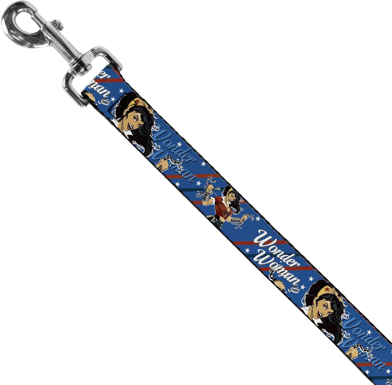 Dog Leash Wonder Woman Bombshell Pose Blue Red White 6 Feet Long 1.0 Inch Wide