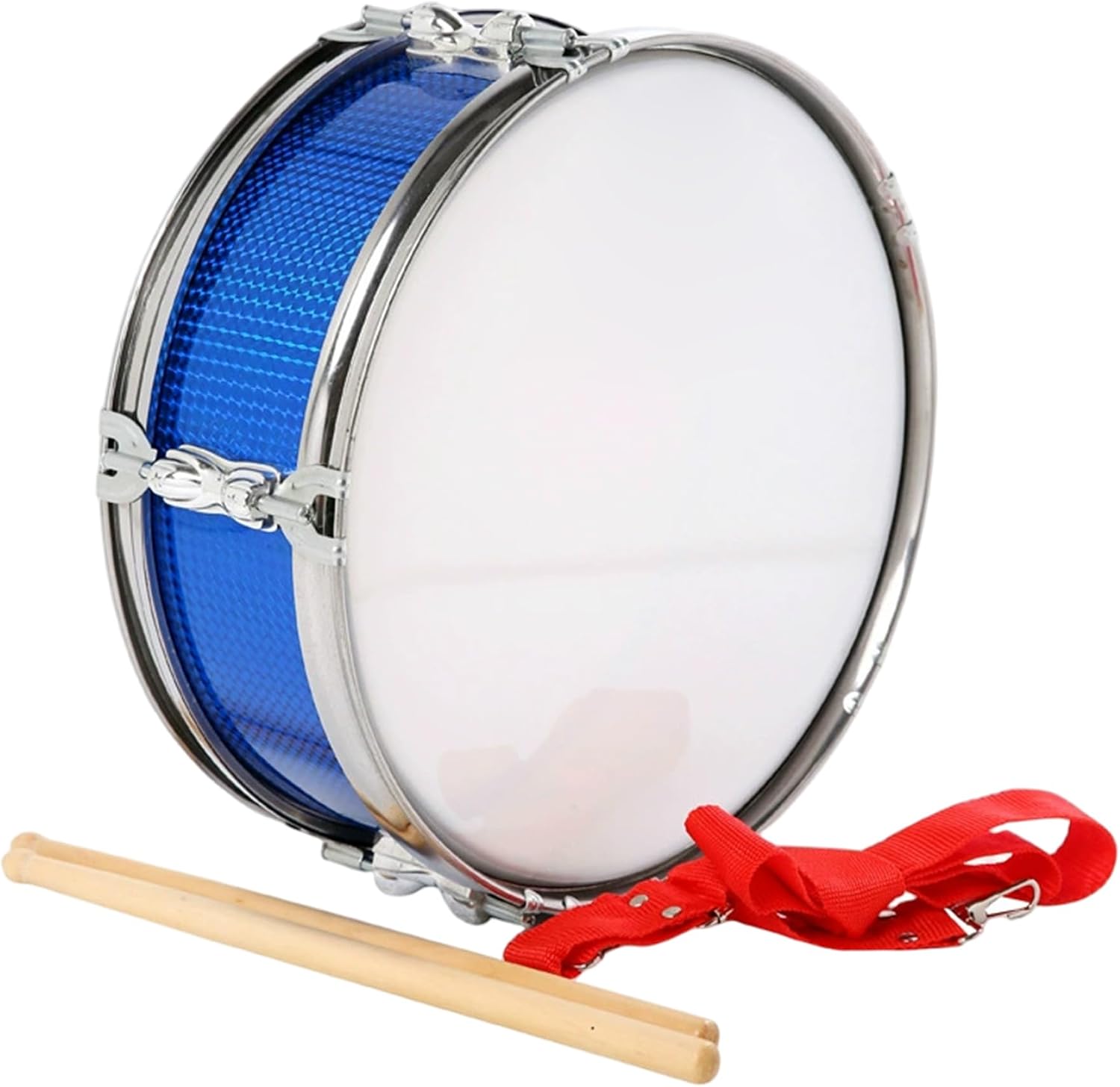 13 Inch Marching Snare Drum Metal Snare Drum with Stick & Shoulder Strap Percussion Instruments for Kids School